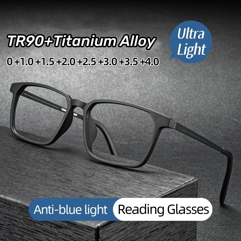 

Ultralight Business Titanium Alloy Reading Glasses Men Anti Blue Light Presbyopia Eyewear High Quality Eyeglasses with Diopter