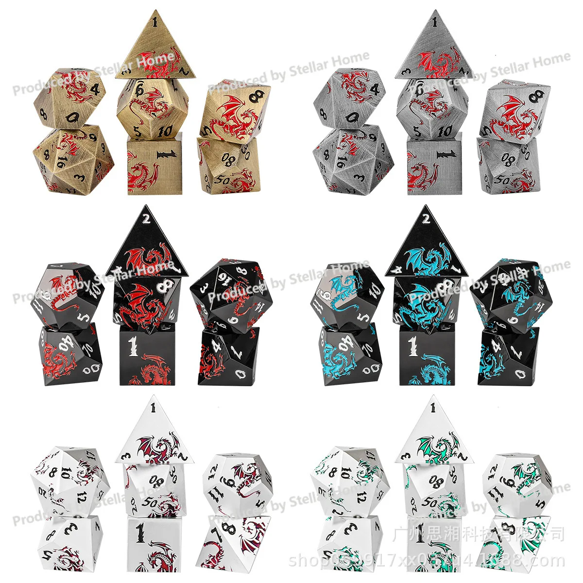 New 6-Color Alloy Polyhedron DND Dice Set Dungeons & Dragons Running Table Game Metal Dice