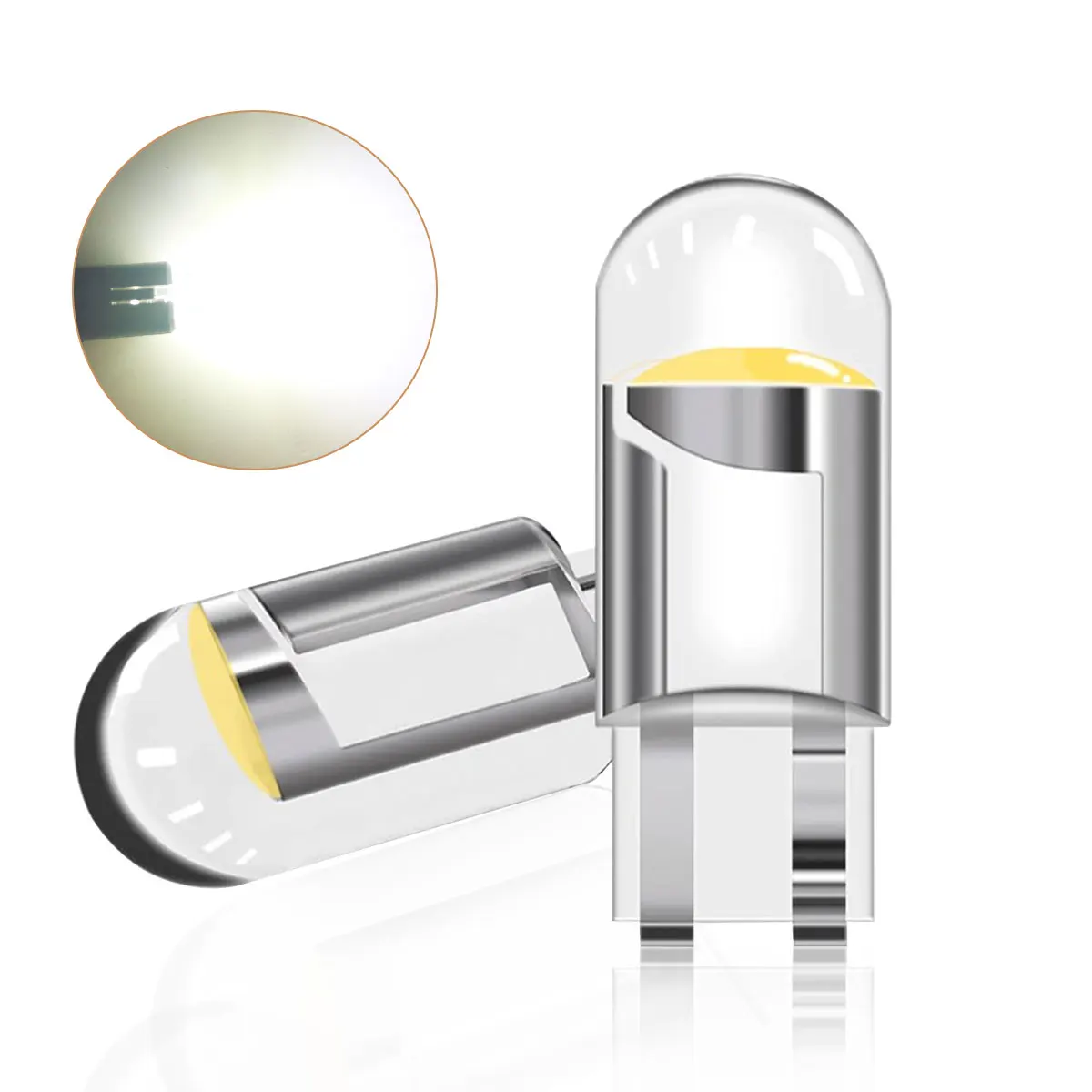 2Pcs Durable COB Chip T10 W5W 921 LED Bulb 12V Clear Lens White Car Tail Parking Indicator Lamp Auto Interior Map Courtesy Light