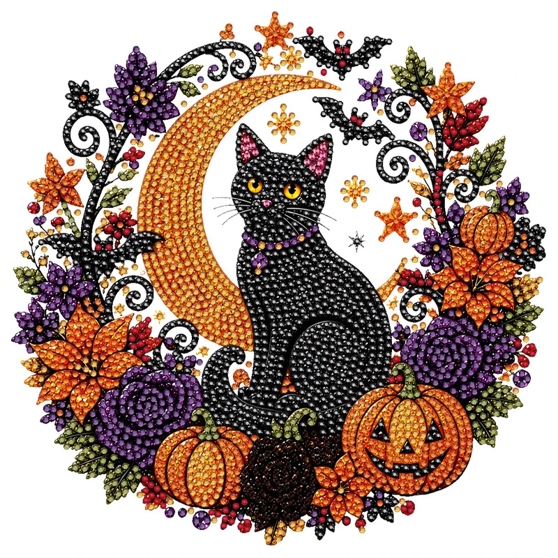 Halloween-Geisterperlen-DIY-Bastelset, Perlen-Malset für Erwachsene, Herbst-Dankes-Perlen-Diamant-Malerei, Ausgefallener Niedlicher Stil; Kann für Herbstdekorationen, Wandbehänge, Bastelsets für