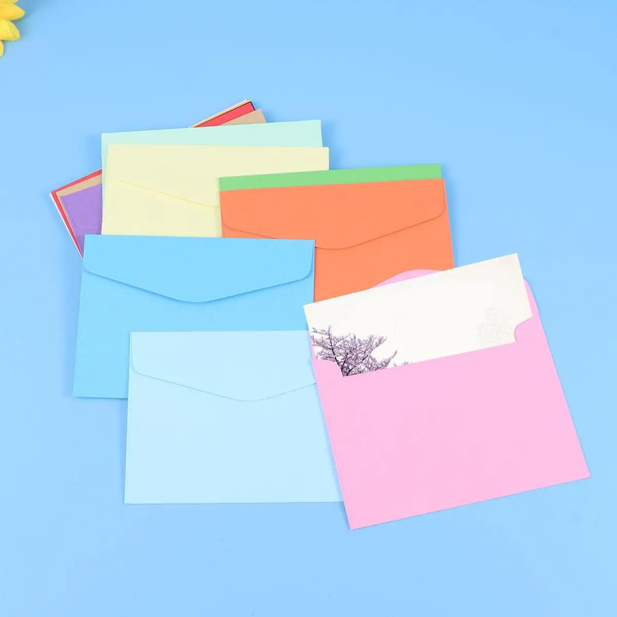 100 Pcs Envelope Stationery Gift Card Candy Colors Blank Envelopes DIY Multifunction Paper Envelope For Letter Paper Postcards