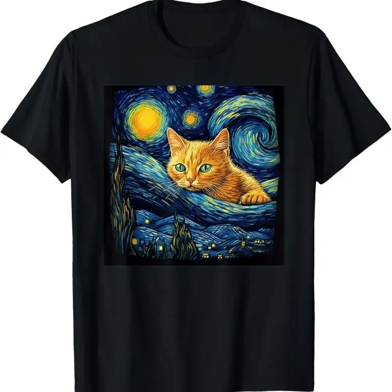 New Limited Starry Night Cat For Lover Mom And Dad T Shirt Size S 5Xl
