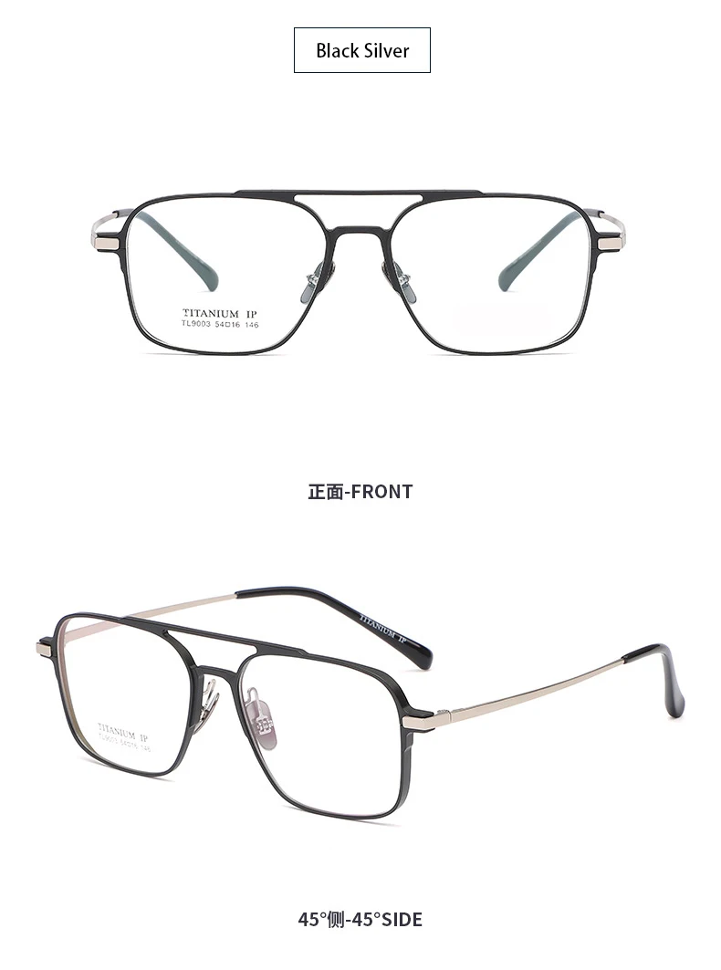 Leichte reine Titan rahmen Retro Polygon Brille Pilot Ultra Doppelbrücke maßge schneiderte optische verschreibung pflicht ige Brillen Mann – Detail 11