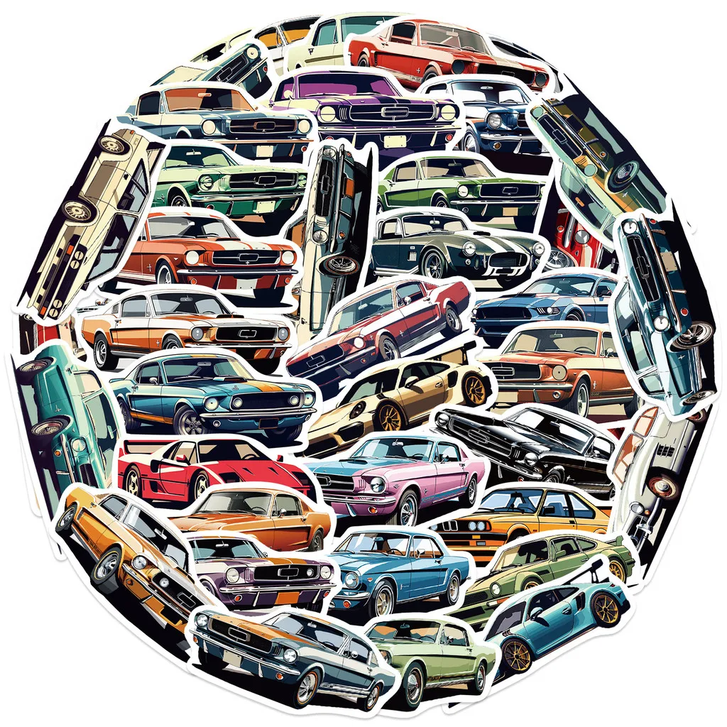 50-Piece Vibrant Original Cartoon Car Graffiti Series Stickers - DIY Waterproof Decor for Water Bottles Giajar Sticker Store