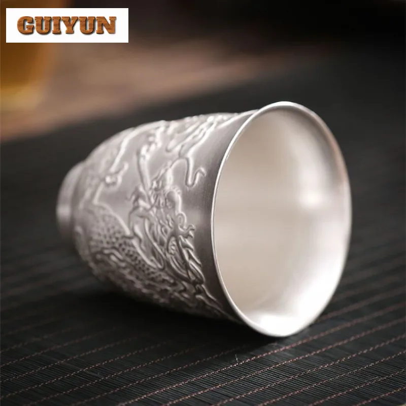 اليدوية الإغاثة مذهب الفضة السيراميك فنجان الشاي وعاء شاي فنجان شاي مجموعة الشاي تذوق العطر كوب Jianzhan ماستر الكؤوس الصينية Teaset #6