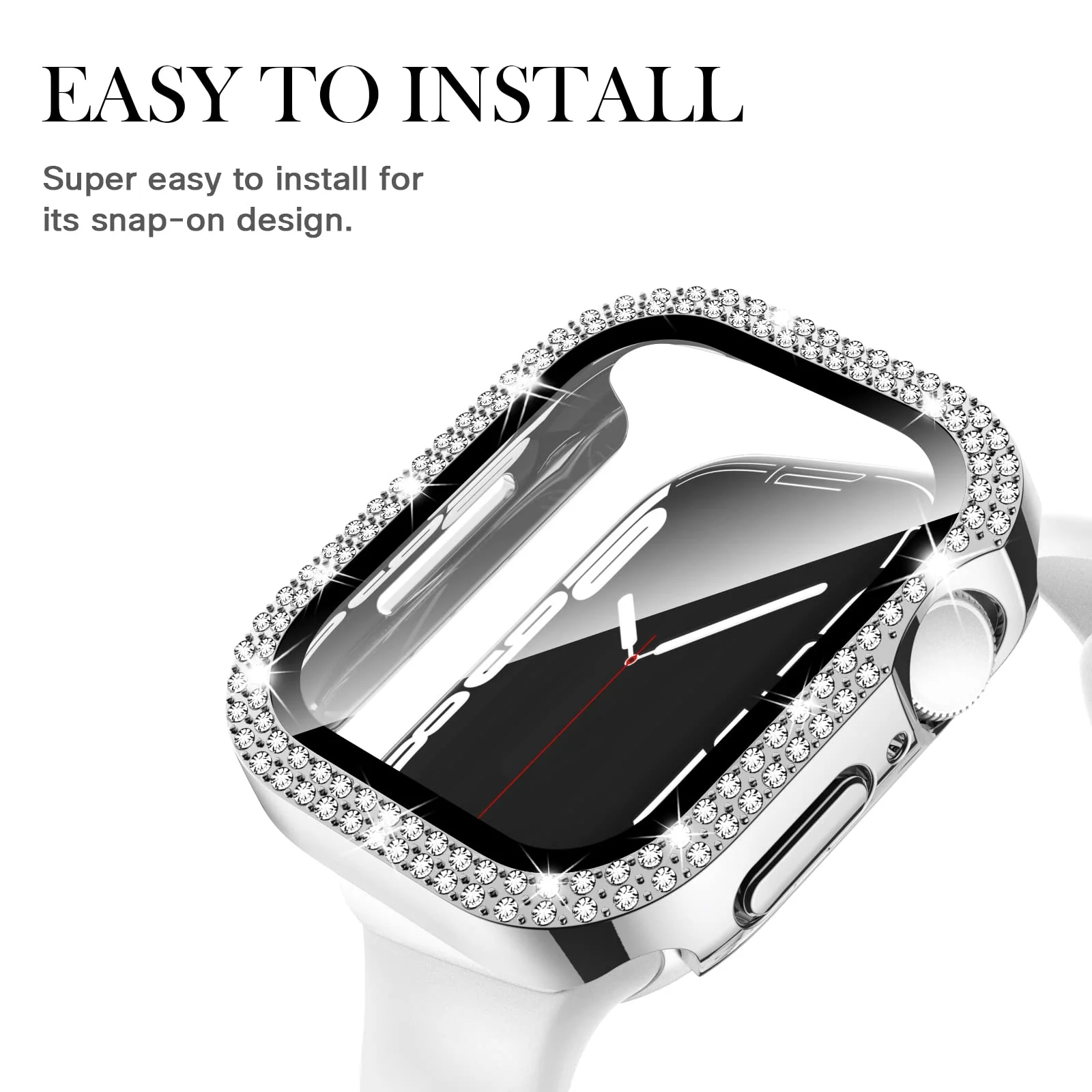 44mm Diamante Bling Vetro + Copertura Per Apple Watch Cassa 45mm 41mm 40mm 42mm 44 mm pc paraurti + Protezione Dello Schermo iwatch 7 9 8 5 6 4 3 SE