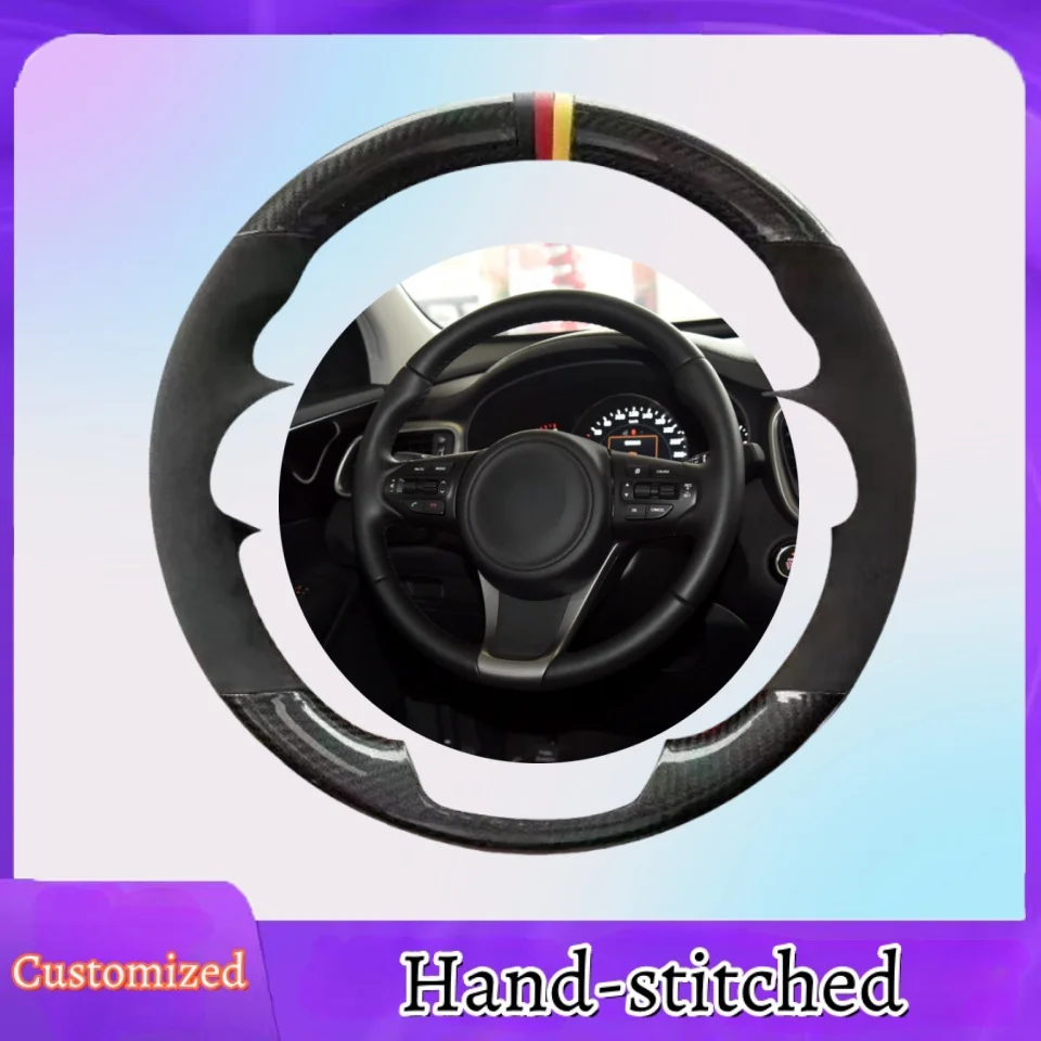 

Custom Hand-stitched Suede Leather Anti-slip Steering Wheel Cover For Kia Sorento Sedona 2015-2019 Car Interior Accessories