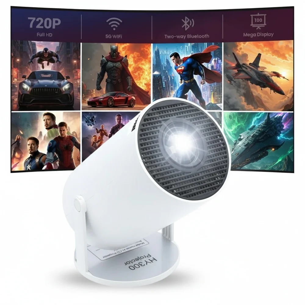 2026 New HY300 Mini Projector 720P Android 11 Smart Projector, Automatic Chart Mini Home Theater LCD Smart Movie Portable
