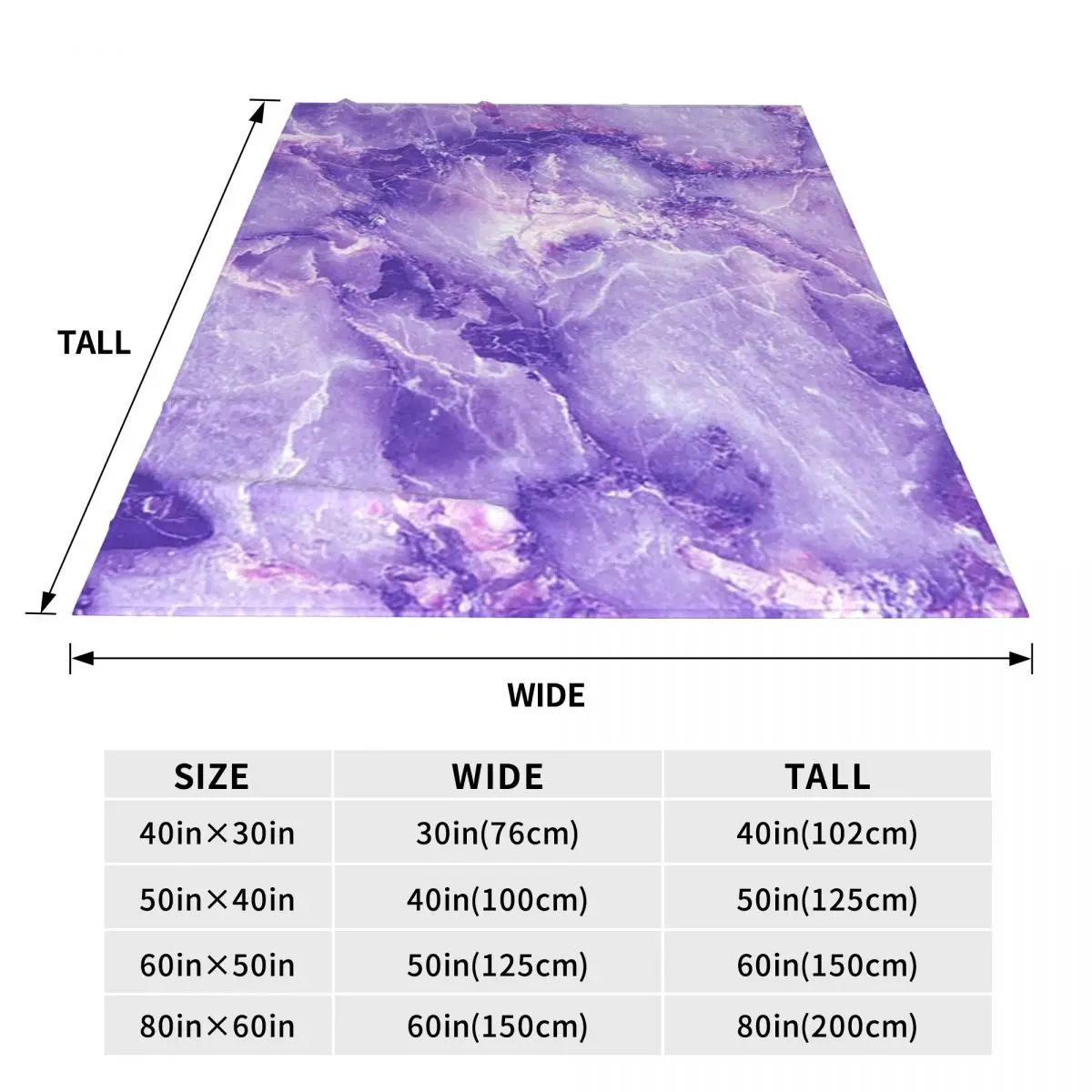 MARBLE - PURPLE Blankets Soft Warm Flannel Throw Blanket Bedding for Bed Travel Home Sofa