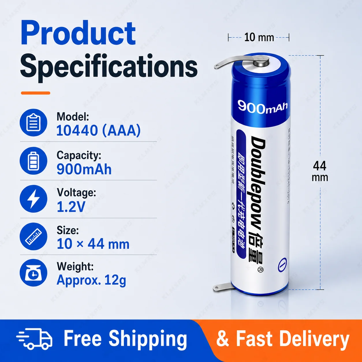 AAA 10440 Rechargeable Battery 900mAh 1.2V Ni-MH High Capacity AAA Battery for Shaver Toys Remote Control