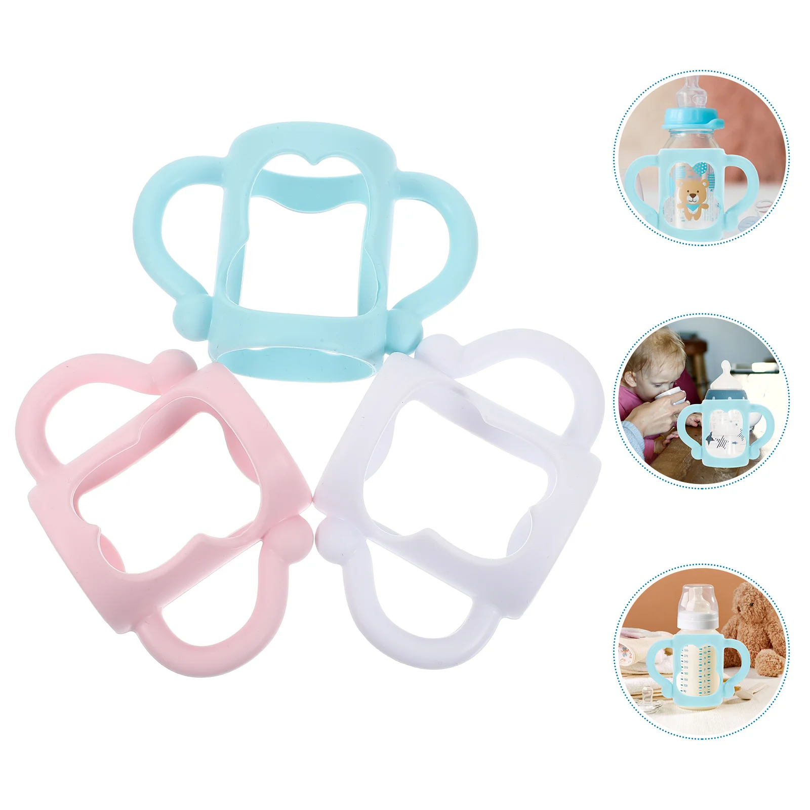 3 Pcs Bottle Handle Feeding Bottles Infant Holder for Toddler Silicone Milk Soft Handles Baby