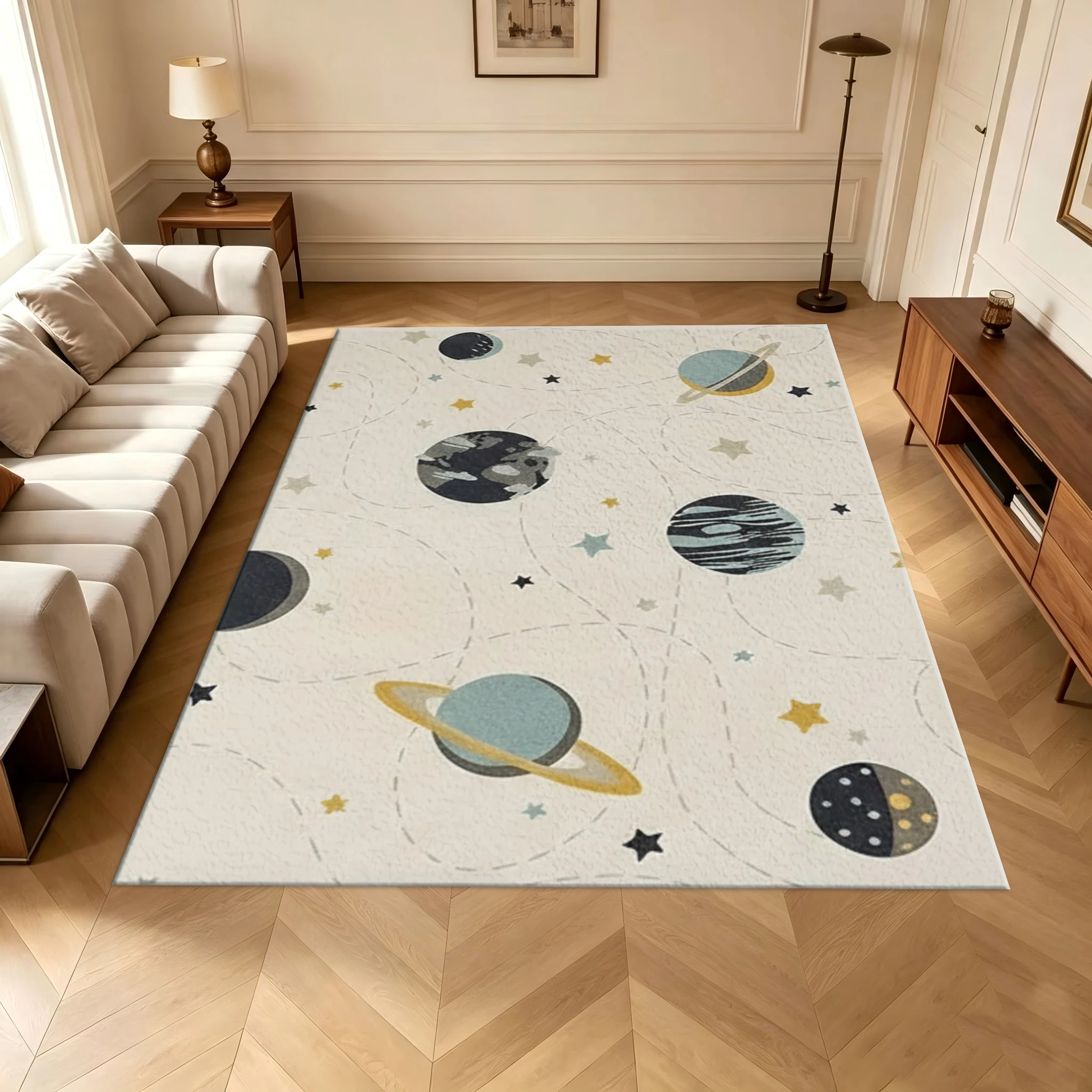 Space Planet Stars Children's Carpet Cartoon Universe Carpet Floor Carpet for Children's Bedroom Playroom Floor