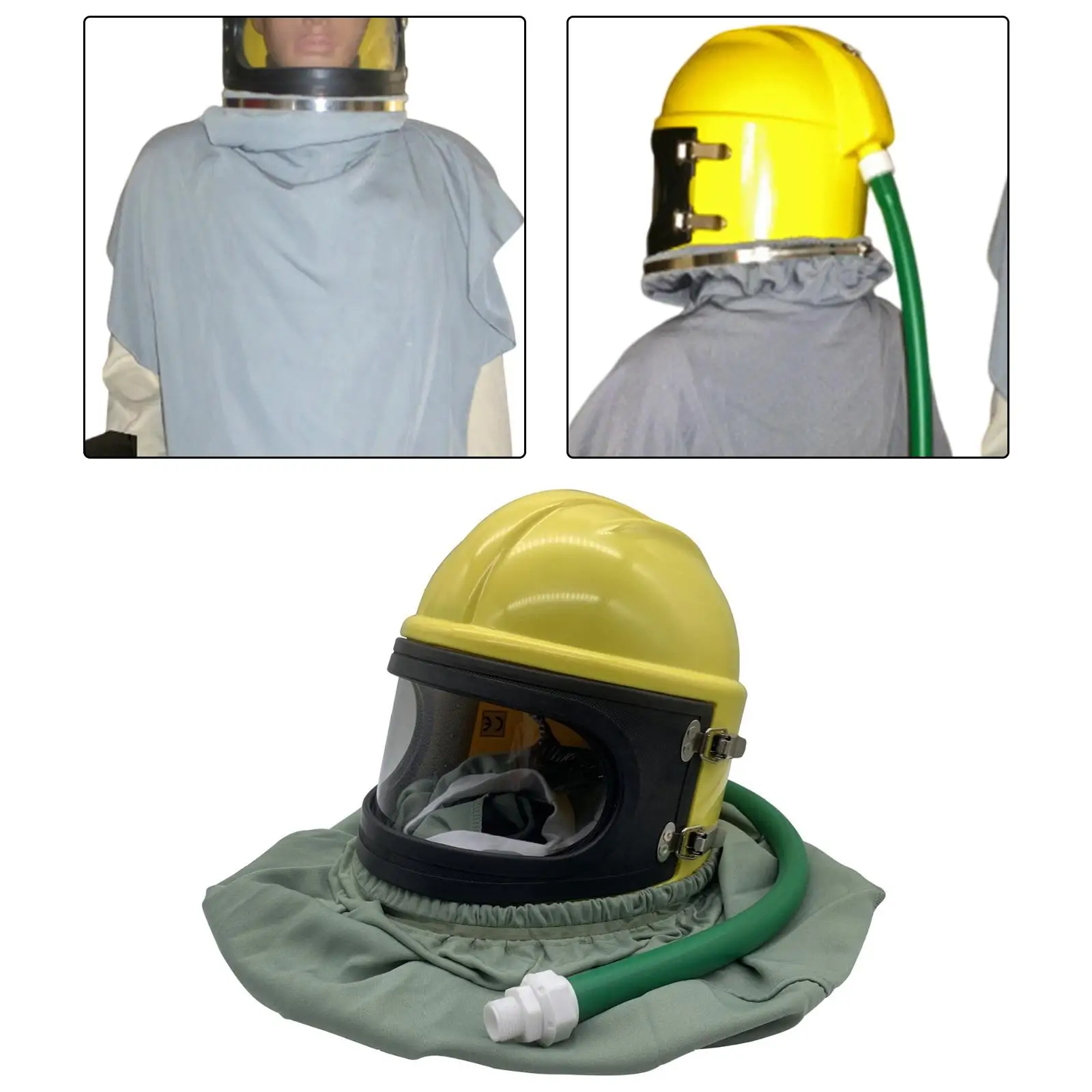 

Sandblasting Helmet Air Feeding Sand Blast Helmet Air supplied Shoulder Protective Cover with Breathing Tube for Sandblasting