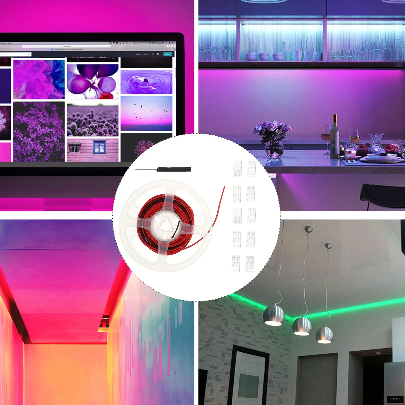 

1Set LED Light Connector 2 Pin Gapless 10mm Transparent Strip to Wire Connector Solderless Adapter for 5V 12V 24V LED