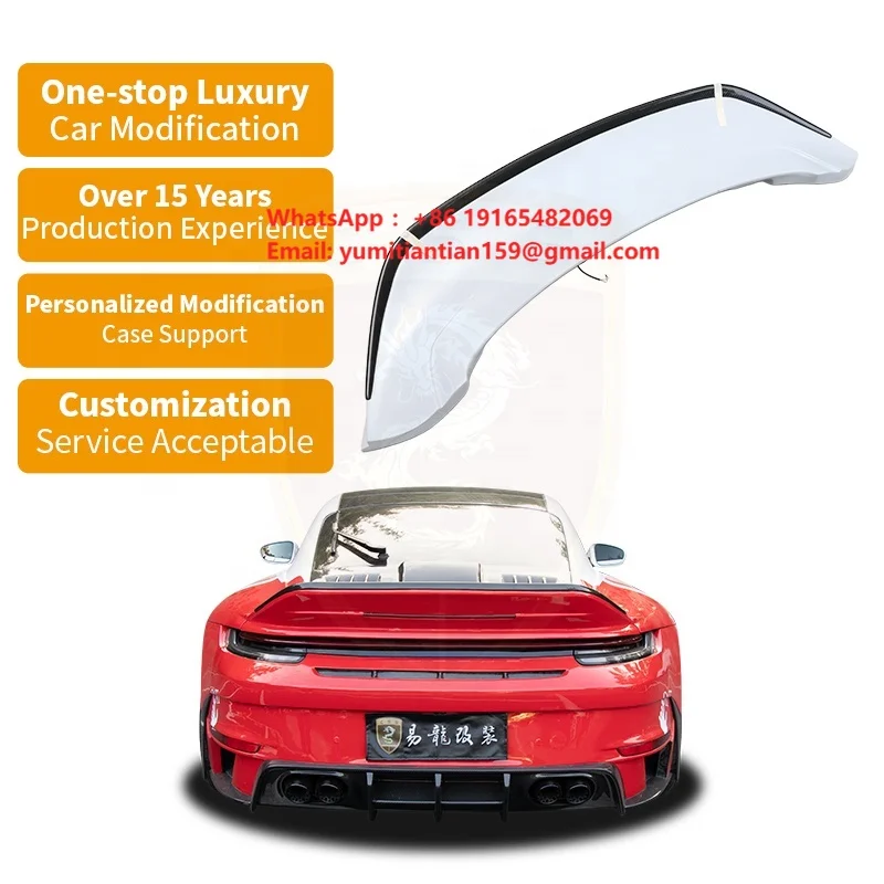 For Porsche 911 992 Rear Spoiler Dry Carbon Fiber Rt900 BB Style Car Ducktail Wing Vehicle Accessories