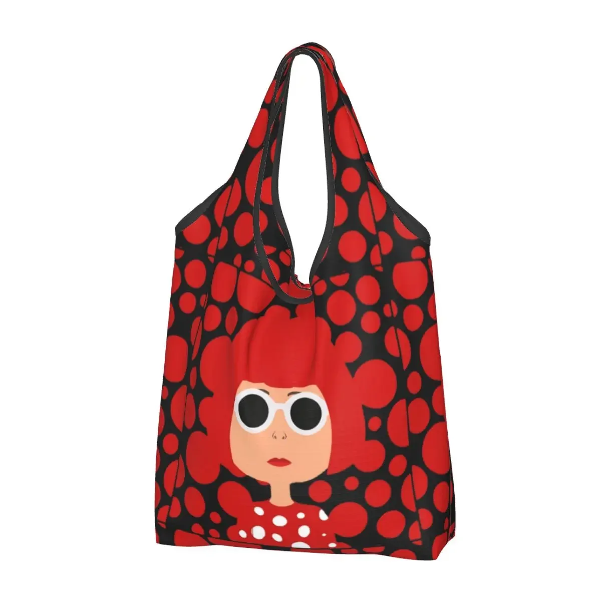 Reusable Yayoi Kusama Japanese Artist Grocery Bag Foldable Machine Washable Shopping Bags 50LBS Extra Large Storage Bag