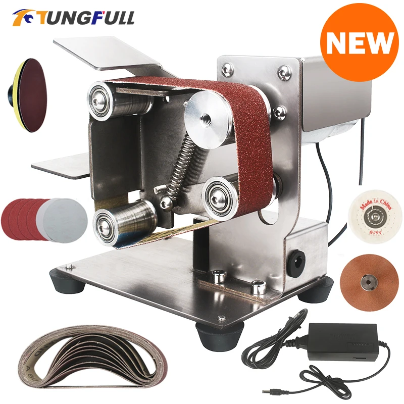 Mini Belt Sander Grinding Machine Sharpening Machine Bench Grinder Variable Speed Metal Sander Electrical Polisher Machine