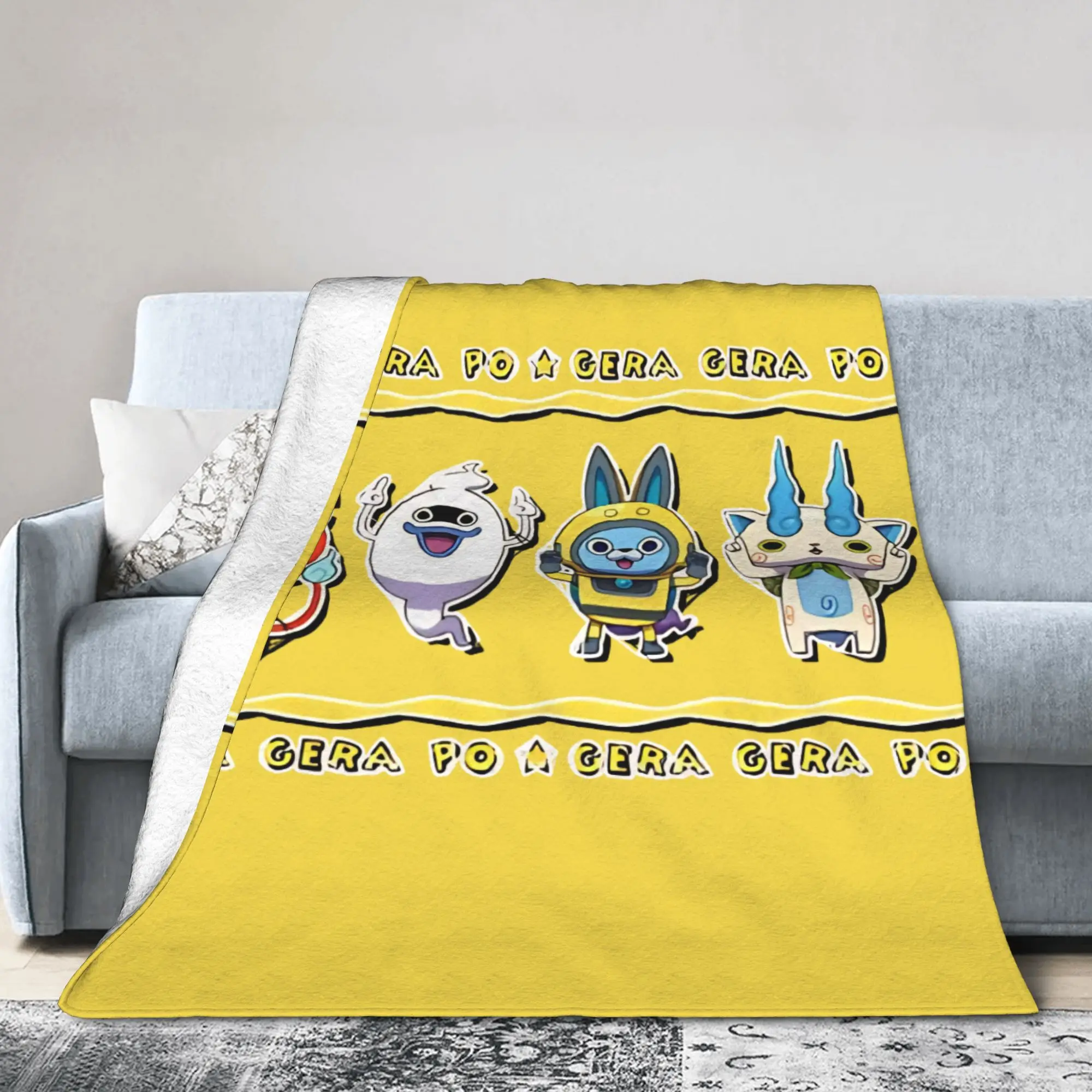 Yokai Watch Game Blanket Jibanyan Komasan Plush Awesome Breathable Throw Blanket for Coverlet Spring Autumn