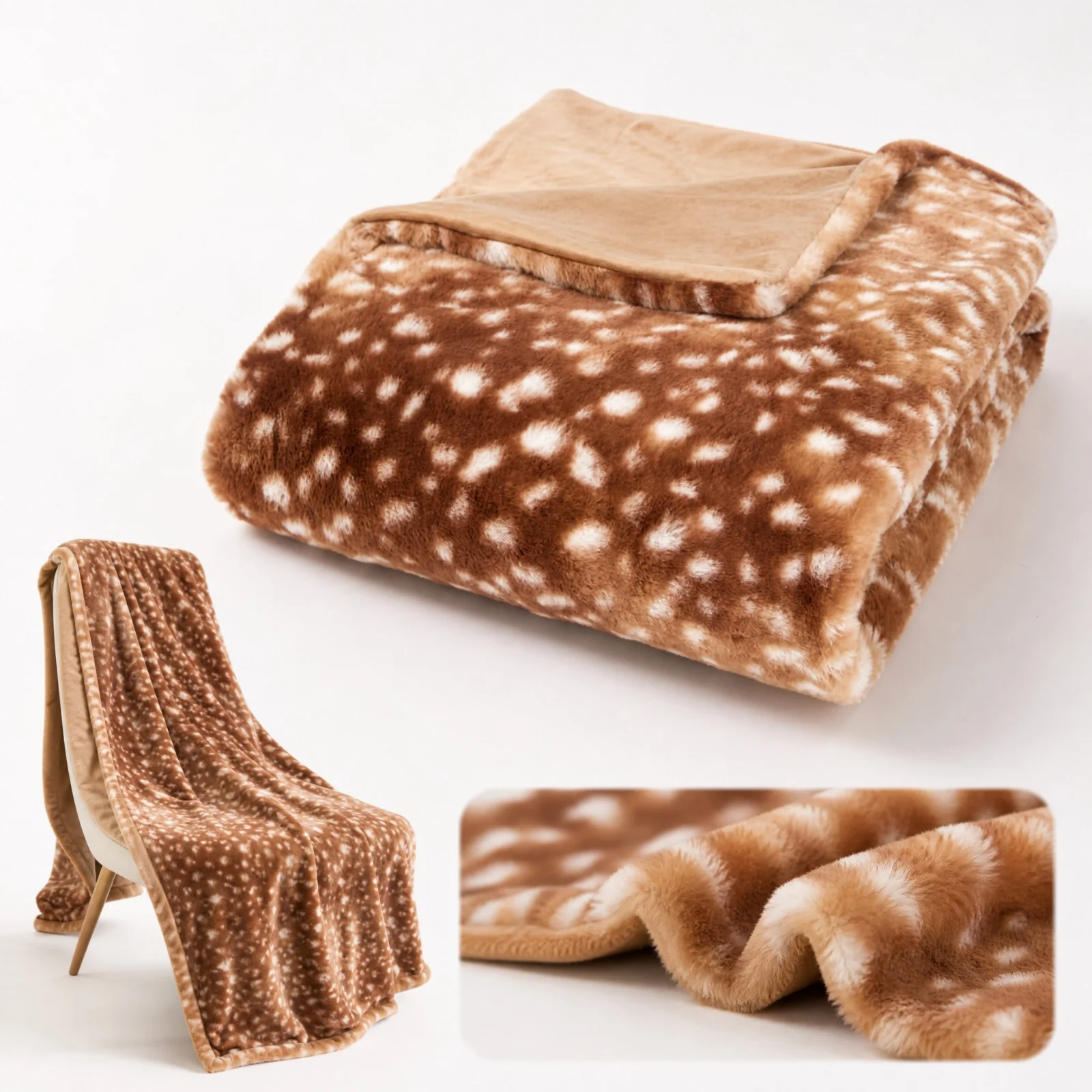 Deer Pattern Throw Blanket Soft Nap Shawl Wrap Blanket Lightweight Warm Lap Blanket for  Women Men Sofa Office Home Camping