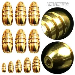 10pcs/lot 10g,7g,5g,3.5g,1.8g Line Sinkers Sharped Weights Copper Fishing Lead fall Brass Sinker Hook Connector