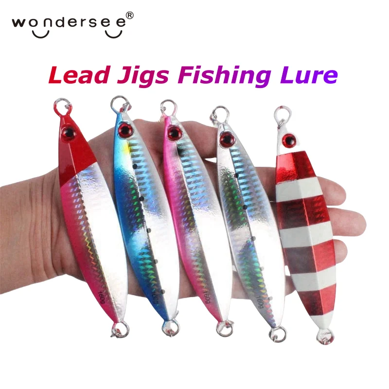 Metal Jig 3D Print 30g 40g 60g 80g 100g 130g 160g 200g Shore Trolling Spoon Hard Fishing Lure Laser Body Shiny Luminous Tackles