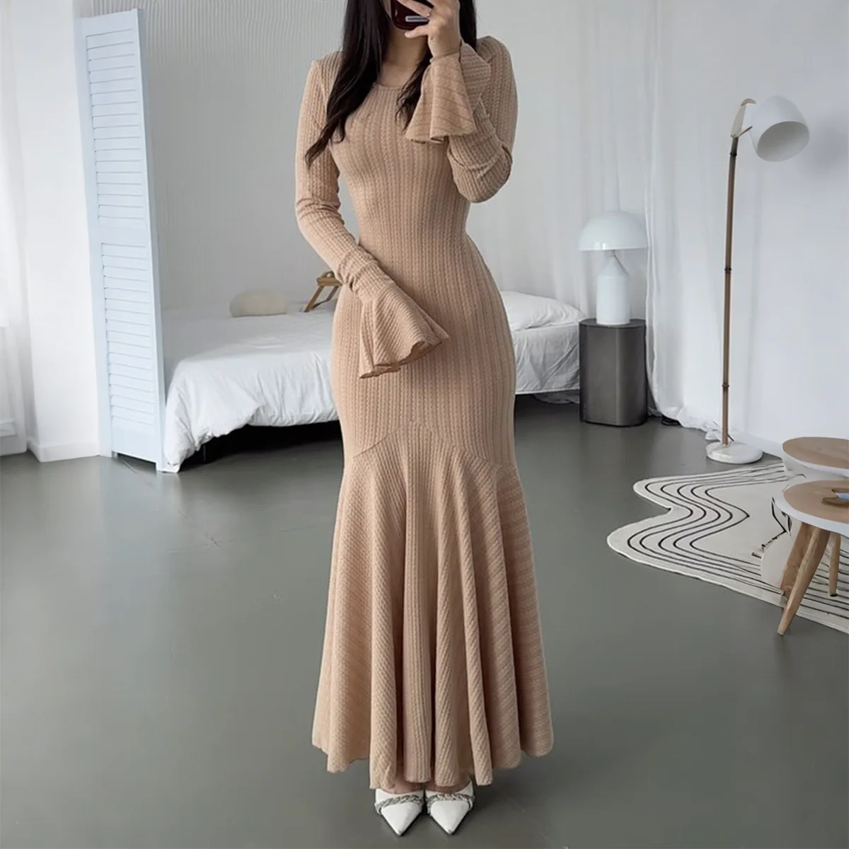 

Elegant Temperament Slim-fit Sweater Long Dress for Women 2025 Autumn