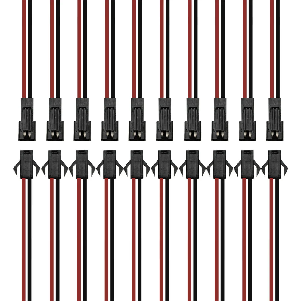 10Pairs JST SM 2 Pin 2.54mm Pitch Male and Female Plugs Wire Connector For LED Strips Lamp, Length 10/15/20CM