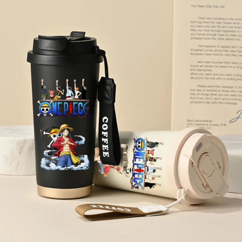 

One Piece Stainless Steel Insulated Cup Large Capacity Portable Water Bottle New Cartoon Anime Water Glass Boy Girl Kettle Gift