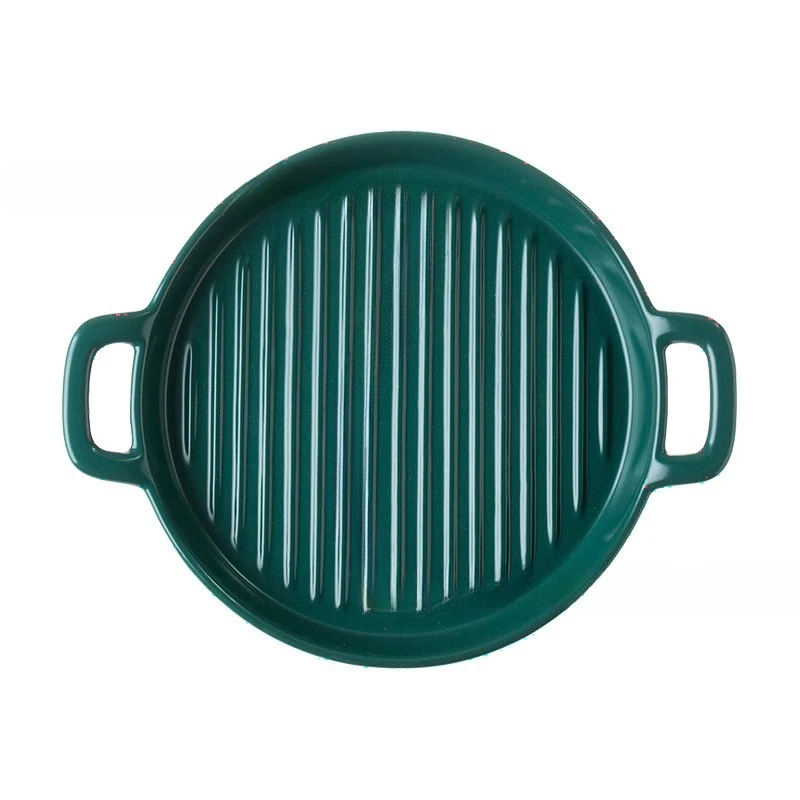 Factory Direct Compatible with Ceramic Binaural Round Bowls Tableware VegetableHousehold Pasta Food Plates Baking Baked Rice
