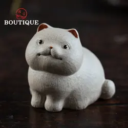 Creativity Yixing Purple Sands Tea Pet Lucky Cat Handmade Cute Tea Pets Art Can Be Raised Chinese Kung Fu Tea Accessories Gift