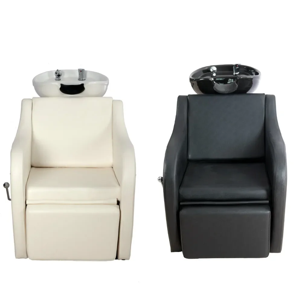 Popular shampoo chair with leg-rest comfortable hair salon equipment Super quality washing unit with creamic basin