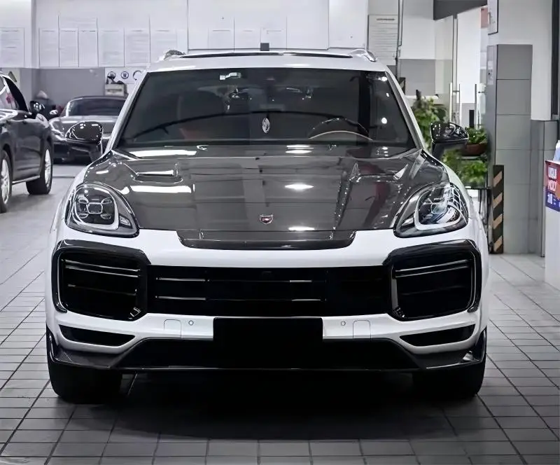 لبورشه كايين 2024 ReaI ألياف الكربون المصد الأمامي الشفة المفسد كيت