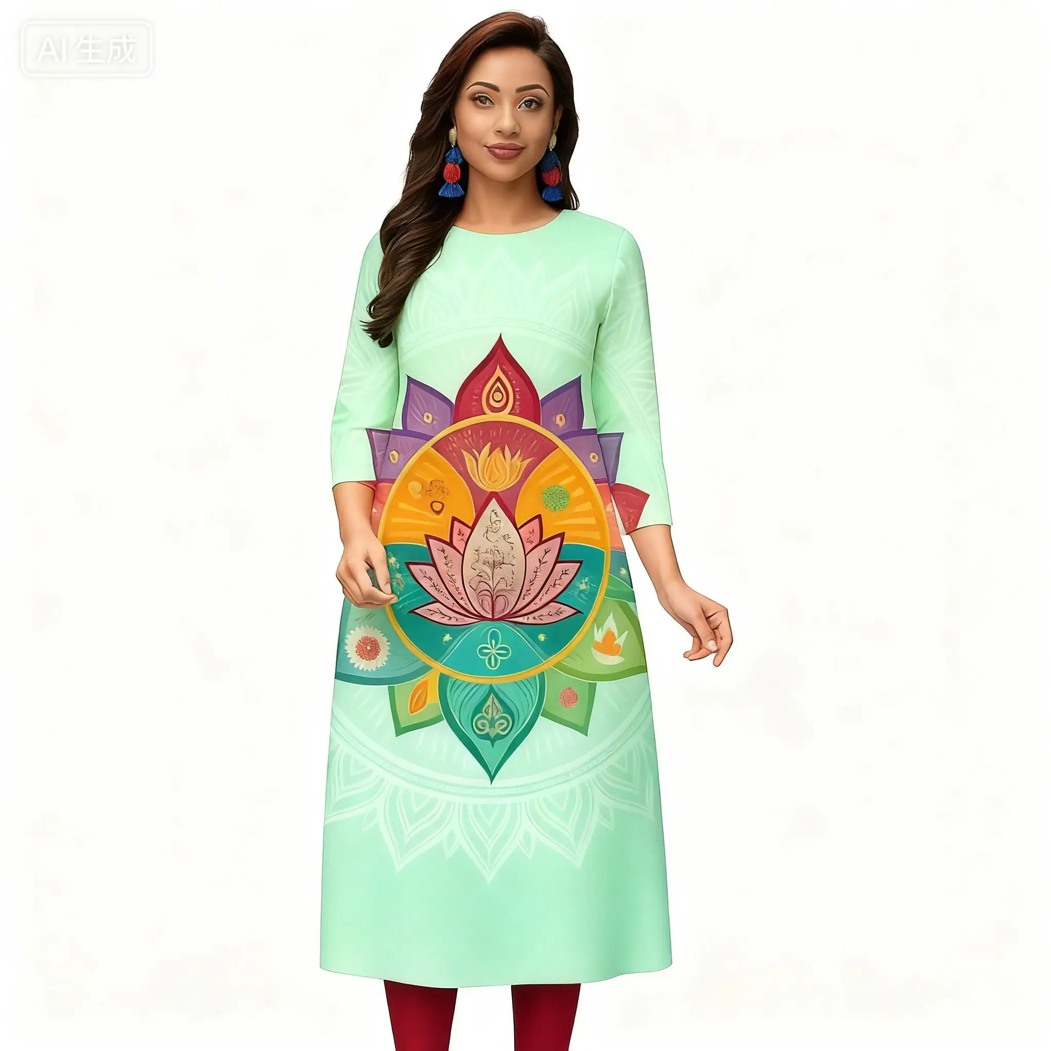 النمط الوطني المرأة المسلمة كورتا فستان كاجوال شق تنحنح مستقيم عادية العرقية اليوسفي ثلاثية الأبعاد تصميم مناسب قفطان عباية تركية #4