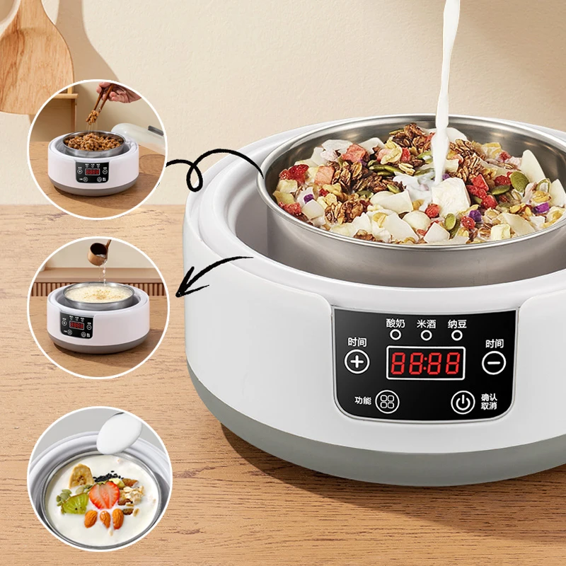 1.2L Automatic Multifunctional Yogurt Maker Kitchen Rice Wine Natto Fermenting Machine US/EU/UK Compatible Yogurt Machine