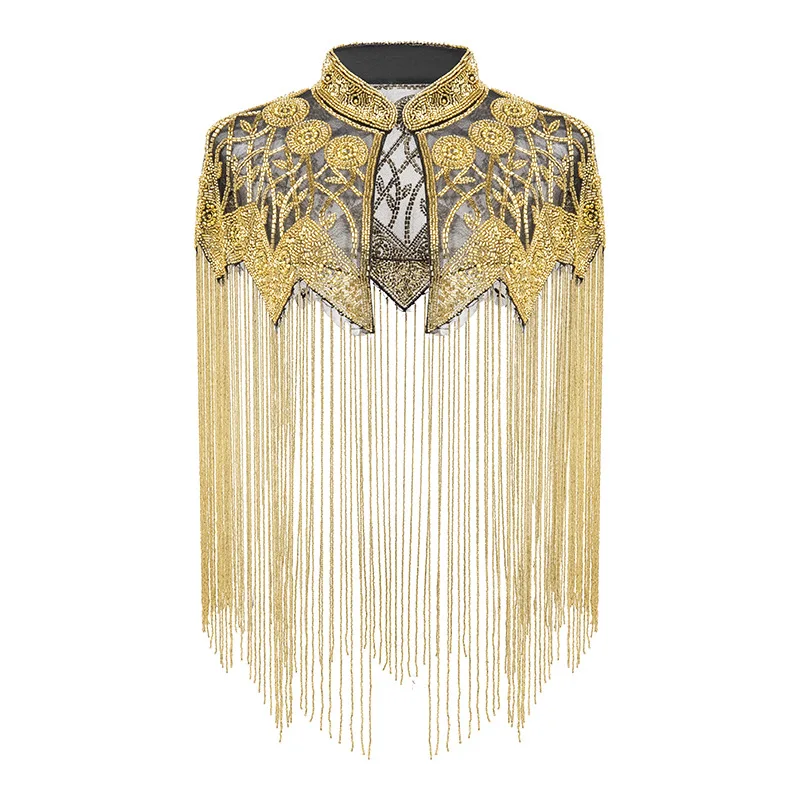 Tassel Shawl with Handmade Beading and Sequins for Evening Party Ball Womens Elegant Formal Wrap Cover Up