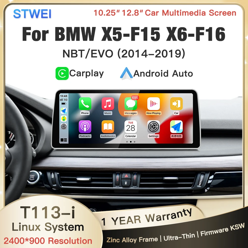 stwei 2026 New Linux System 10.25 12.8inch Thin Screen For BMW X5 X6 F15 F16 F85 F86 Wireless CarPlay Auto Car Video Players