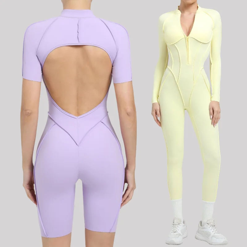 combinaisons-de-yoga-sans-coutures-pour-femmes-sportives-et-fitness-a-fermeture-eclair-effet-push-up-moulantes-a-manches-courtes-pour-l'ete-l'entrainement-et-la-gym