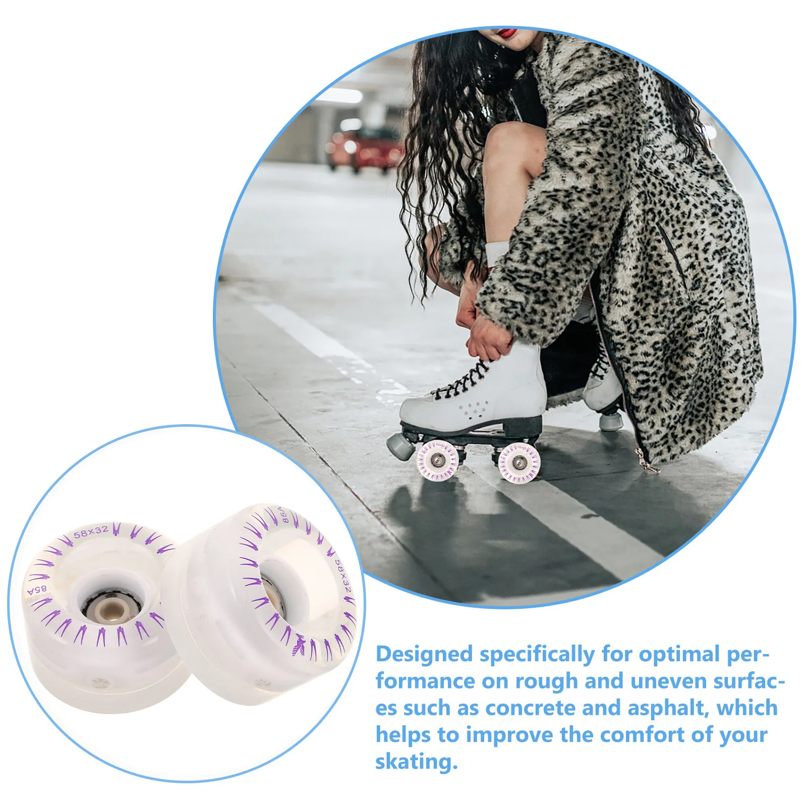 

2 шт. светодиодных колес для роликовых коньков с подсветкой и подшипниками для повышения устойчивости, для катания на улице и в помещении