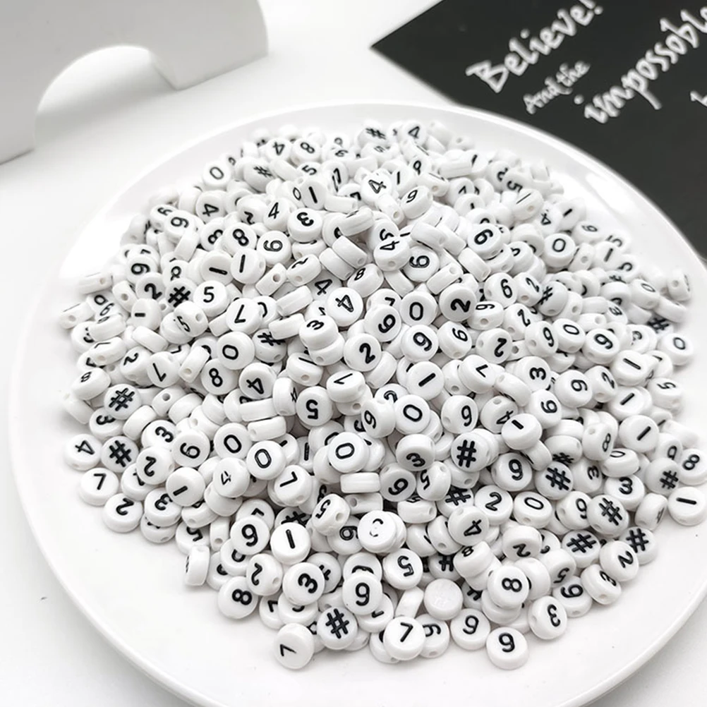 

100 Pcs Beads Stylish Acrylic Loose Bracelet Number Acrylic Bead Making Jewelry Accessories Craft Project Round Sturdy
