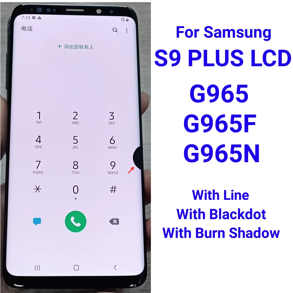 

100% Tested For S9 Plus Display For Samsung Galaxy S9 Plus G965 G965F G965N LCD Display Touch Screen Digitizer, With Defects