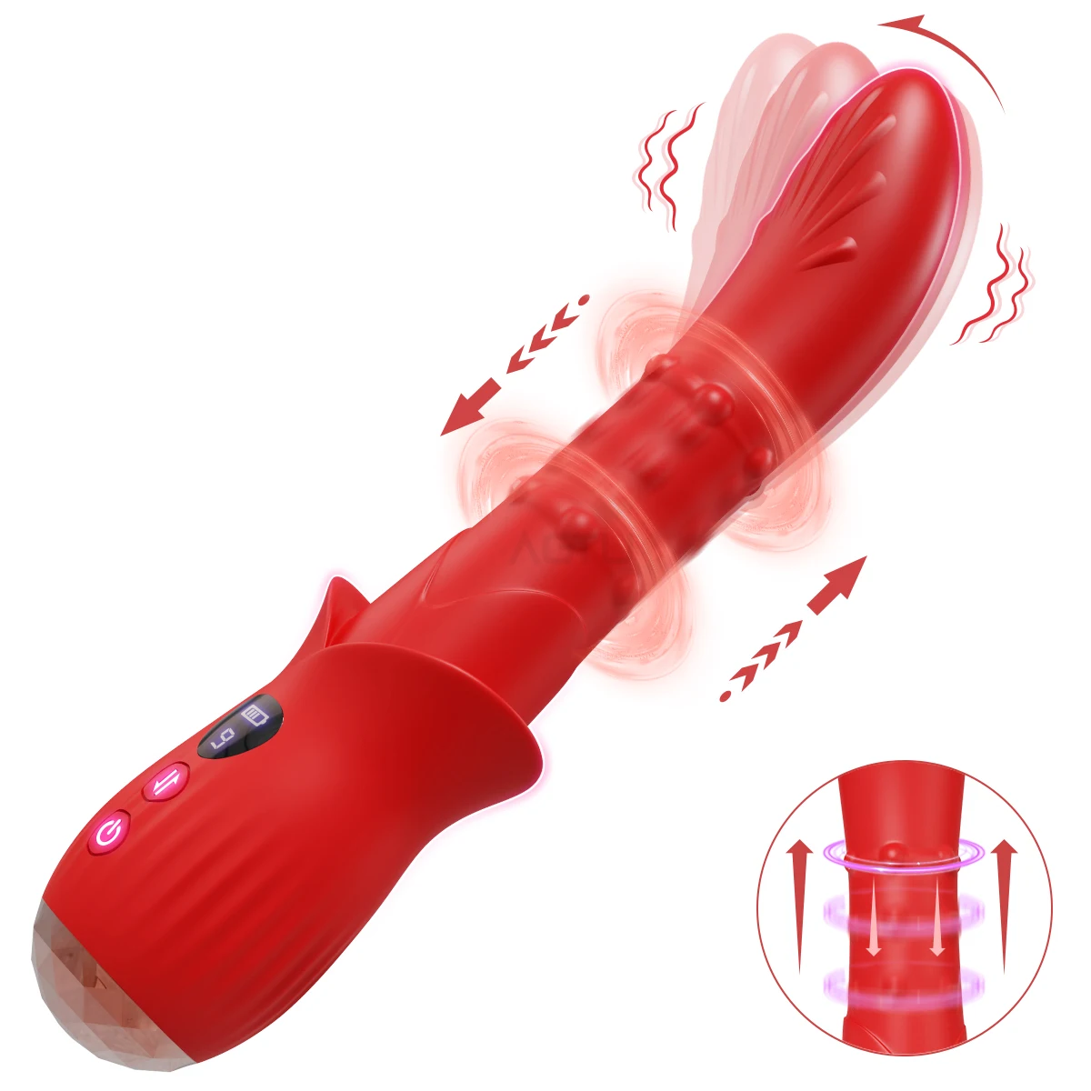 3-in-1 Wiggle Thrusting Vibrator Sex Toys for Women Clitoris Vagina Deeper Stimulator Rolling Bead Vibrators Female Masturbation