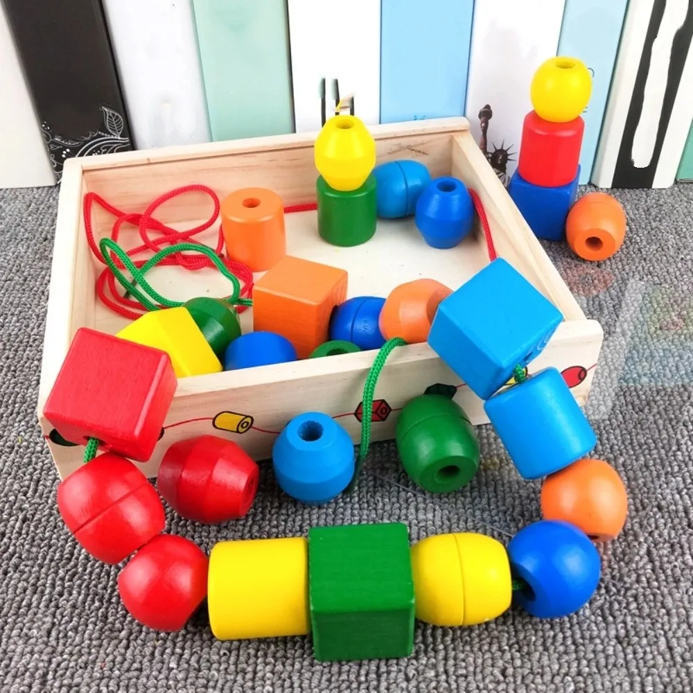 

Colorful Wooden Toys Wooden Material Matching Game Color Shape Matching Puzzle Beaded Design Funny Color Cognition Toy