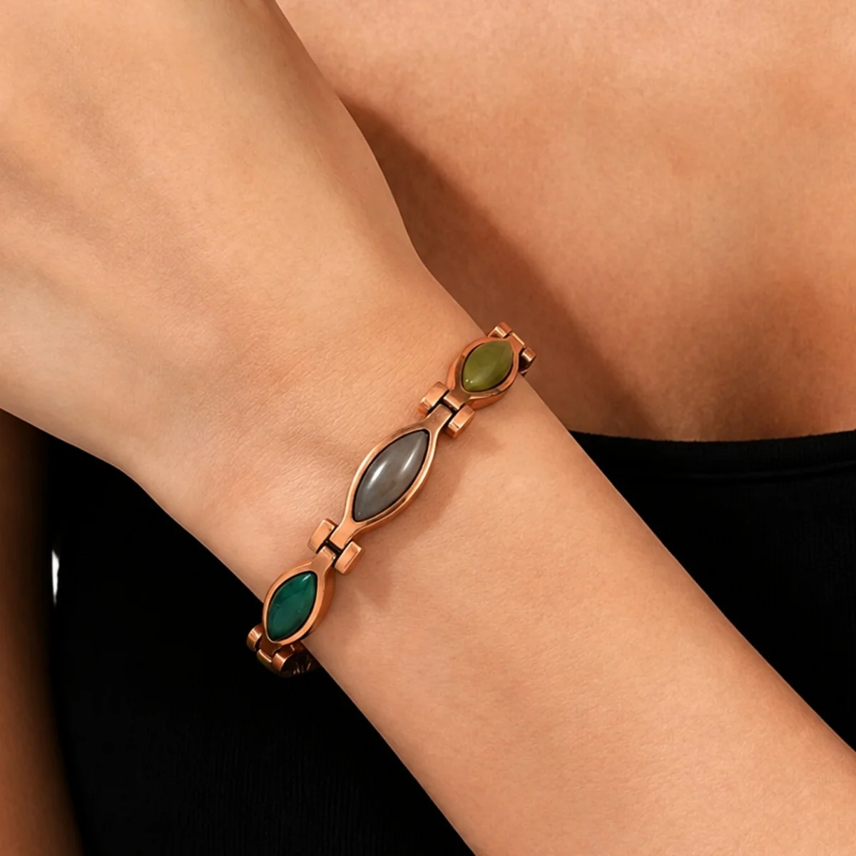 Vintage-Armband mit Kupferbeschichtung und Magnet, Magnettherapie-Armband für Damen und Herren, modischer Schmuck, Geschenk. – Detail 3