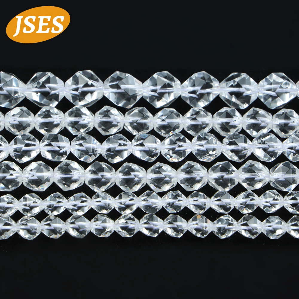 A++ Natural White Crystal Quartz Star Faceted Cut Loose Beads for Jewelry Making Bracelet Necklace DIY Gifts Accessories Charms