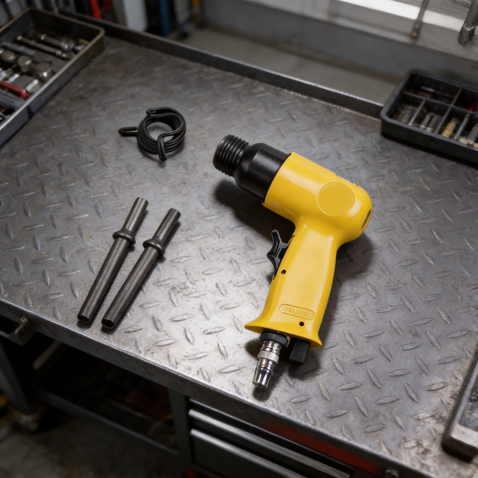 Air Hammer Pneumatic Riveter Four Interchangeable Drill Bits Stable Handle Pneumatic Tool As Shown Body Repairs