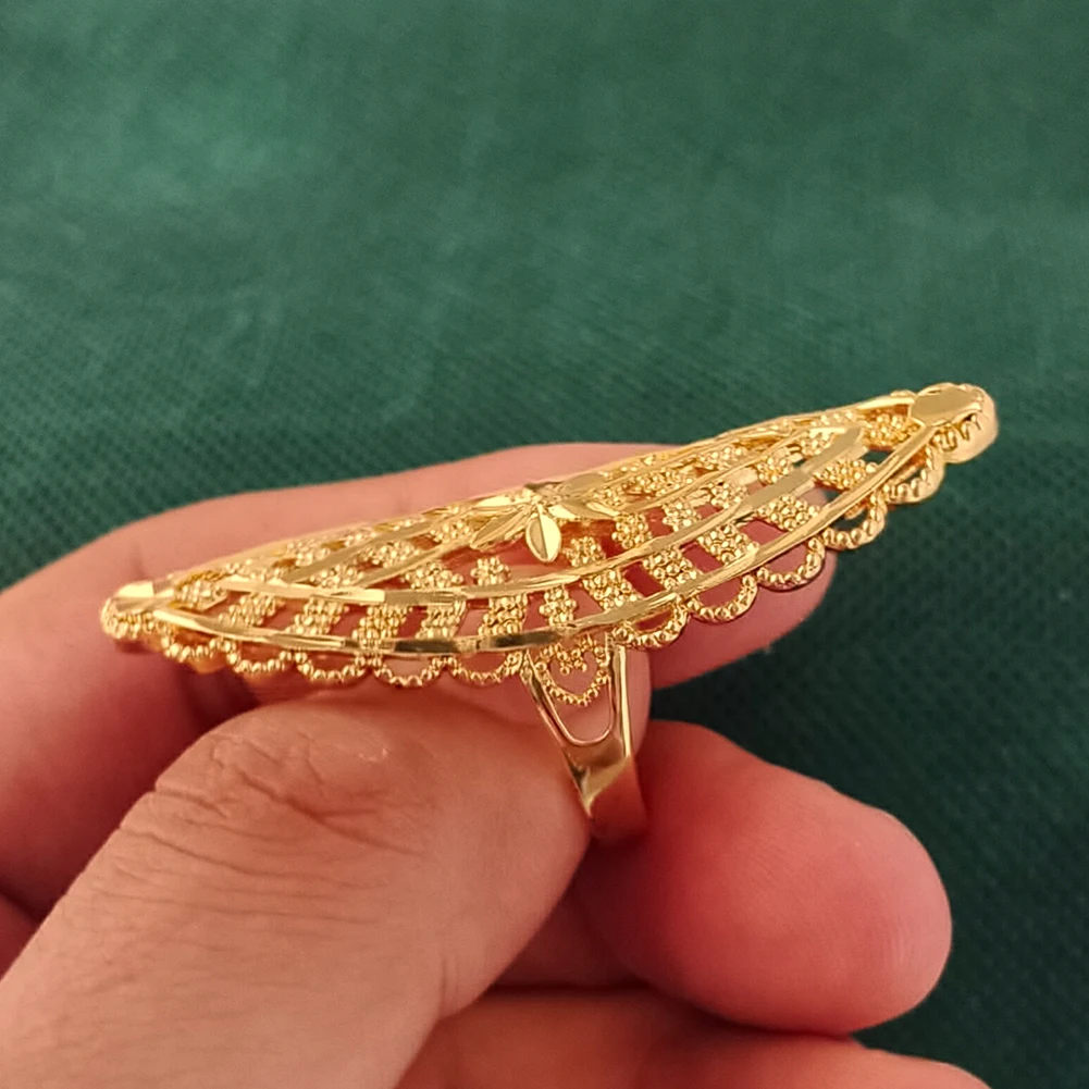 Ethiopian Dubai Gold Color Ring for Women Middle East  African Golden Color Jewelry, Middle East Wedding Ring Gifts