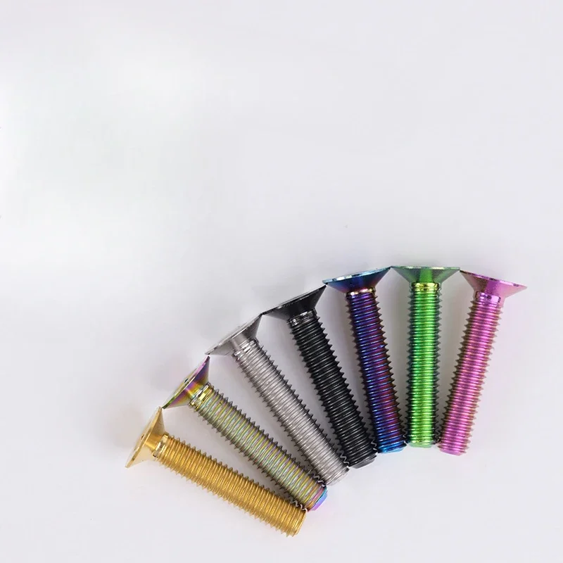 M4*8 10 12 14 16 18-50mm TC4 GR5 Titanium Alloy Torx Flat Countersunk Screw Bolt for Bike Bicycle Road Bike Multiple Colors