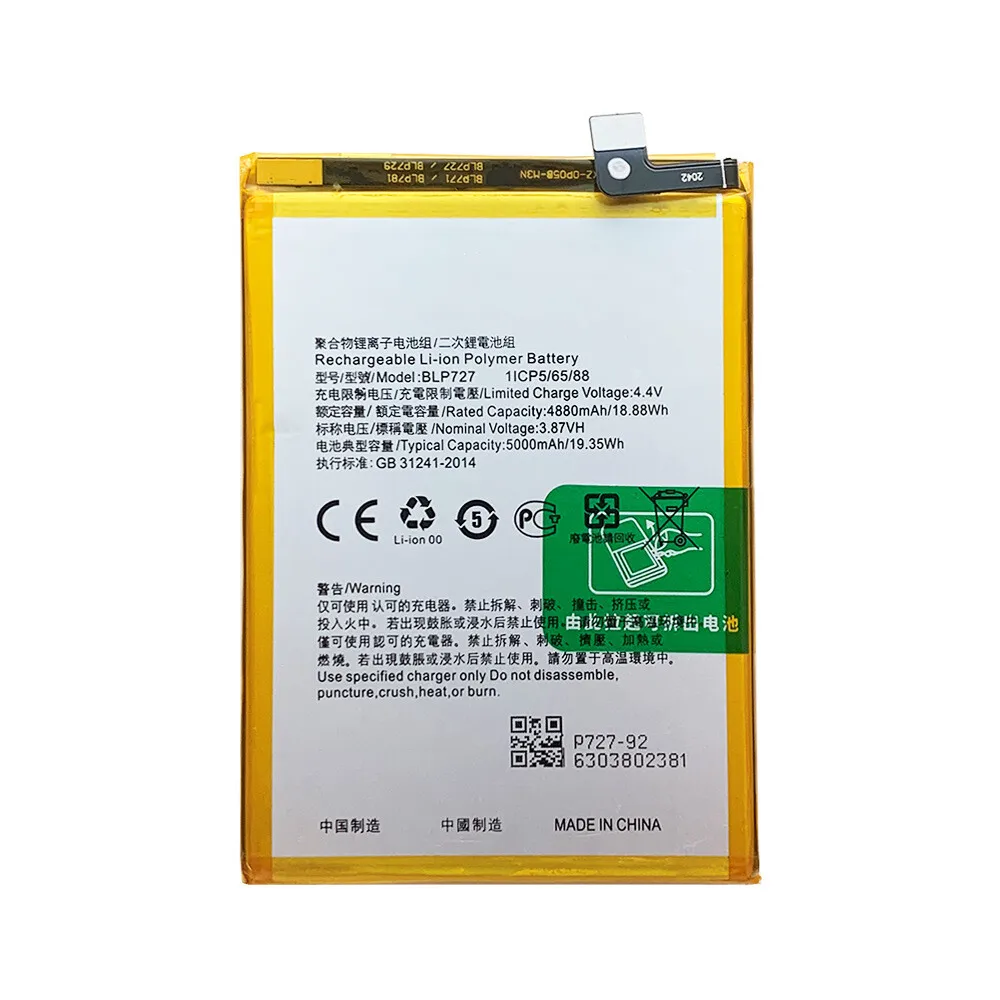 New Battery For OPPO A5 A9 A11X A11 Mobile Phone BLP727 5000mAh High Quality