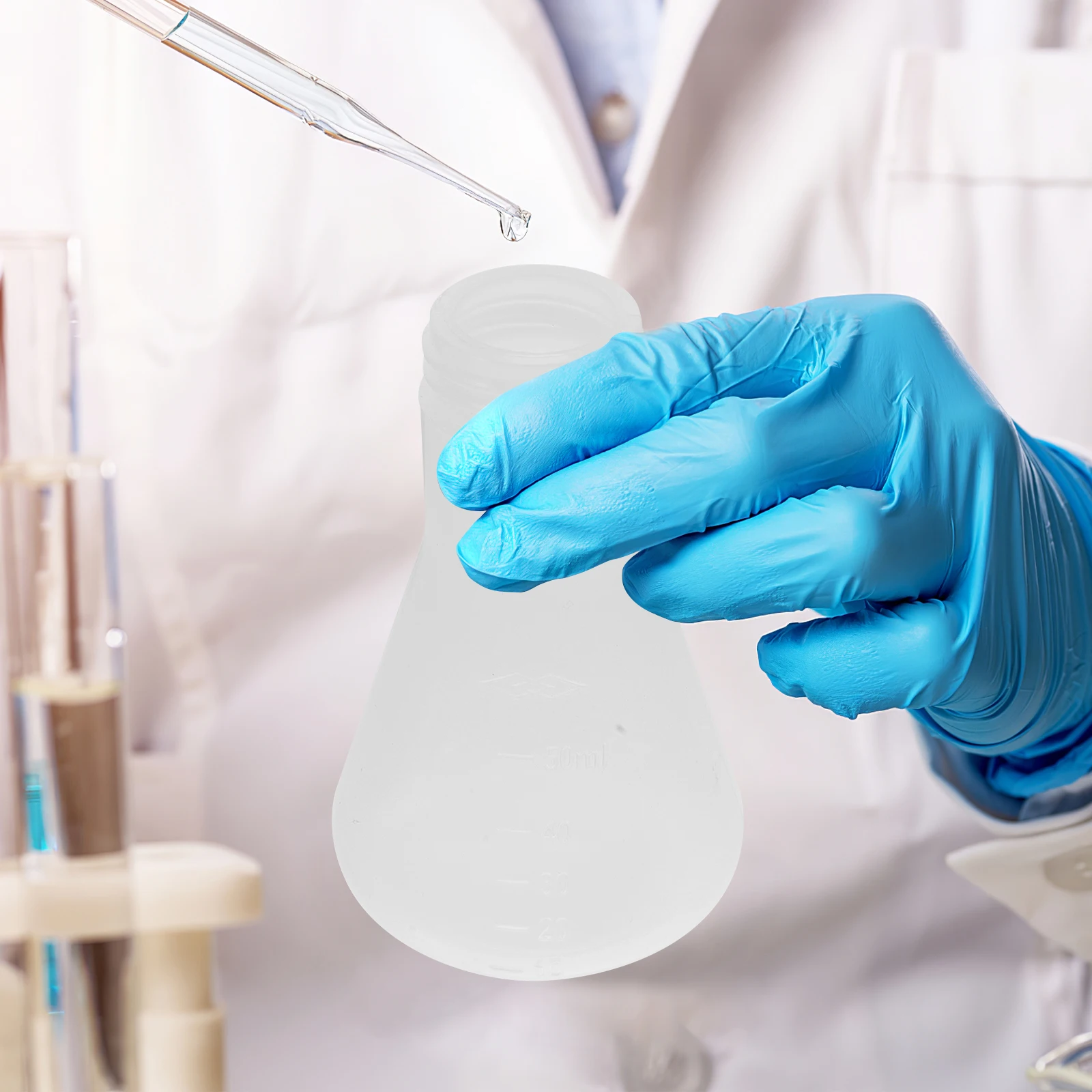 

10Pcs Plastic Flask for Laboratory Clear Scale Line Standard Capacity Smooth Design No Bubbles Ideal for Chemistry Research