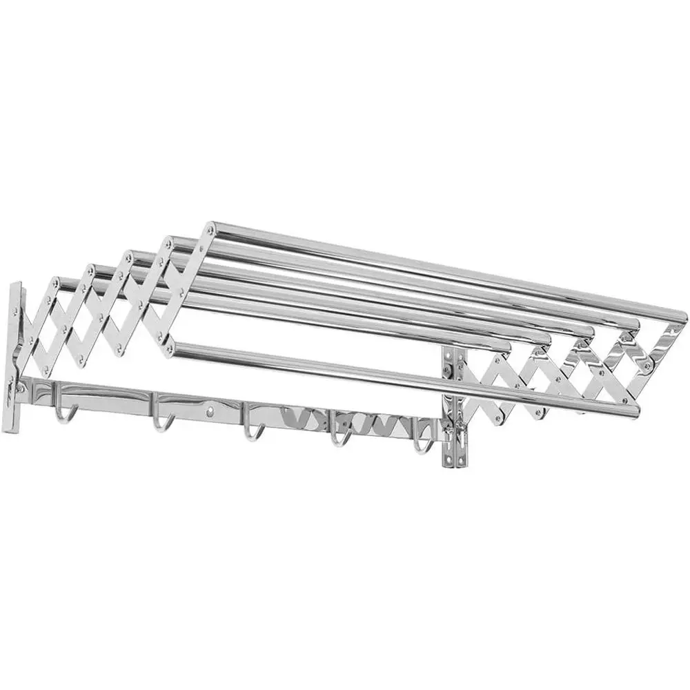 

Stainless Steel Expandable Retractable Clothes Drying Rack for Wall Mount, Ideal for Home, Hotel, Laundry, and Bathroom Use